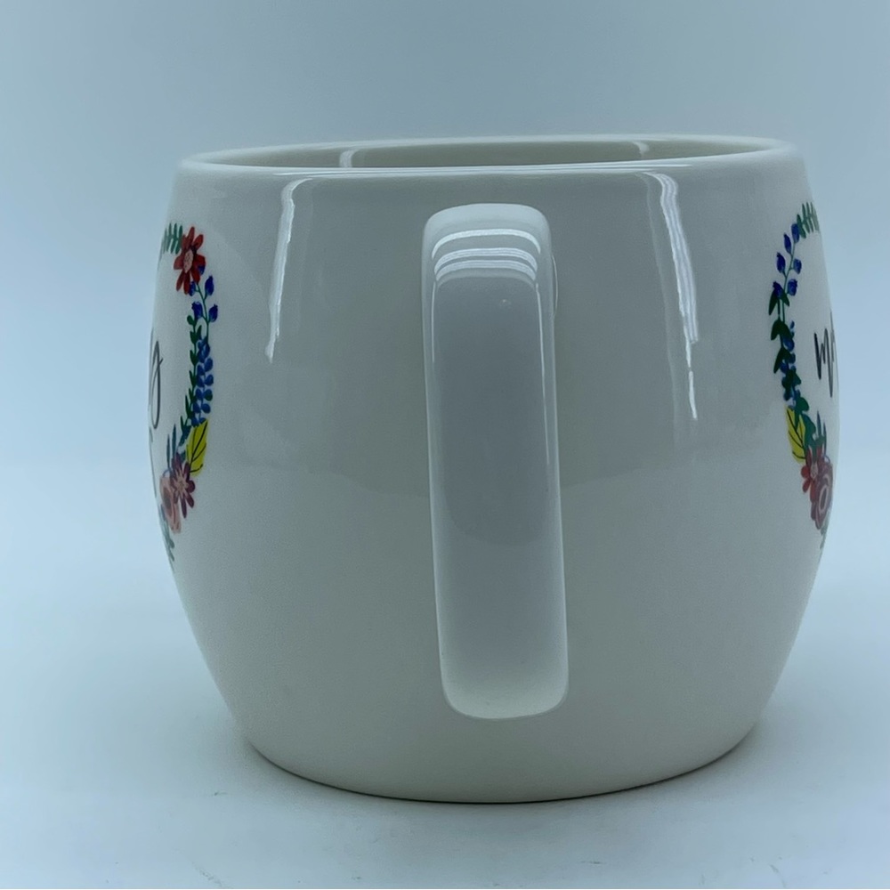 Opal House “Morning Vibes” Stoneware Mug Heart Floral Wreath Flowers Boho Gift - Picture 4 of 8